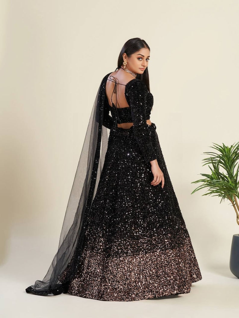Indian ethnic wear bridal lehenga choli with Georgette material and sequins embroidery