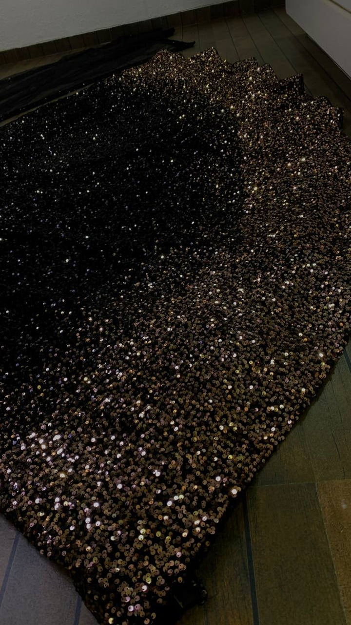 Net fabric dupatta with sequence embroidery work for black lehenga choli