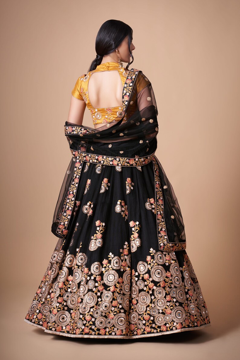 Art Silk Choli with Thread, Zari, Dori And Sequins Embroidery in Gold and Black Color