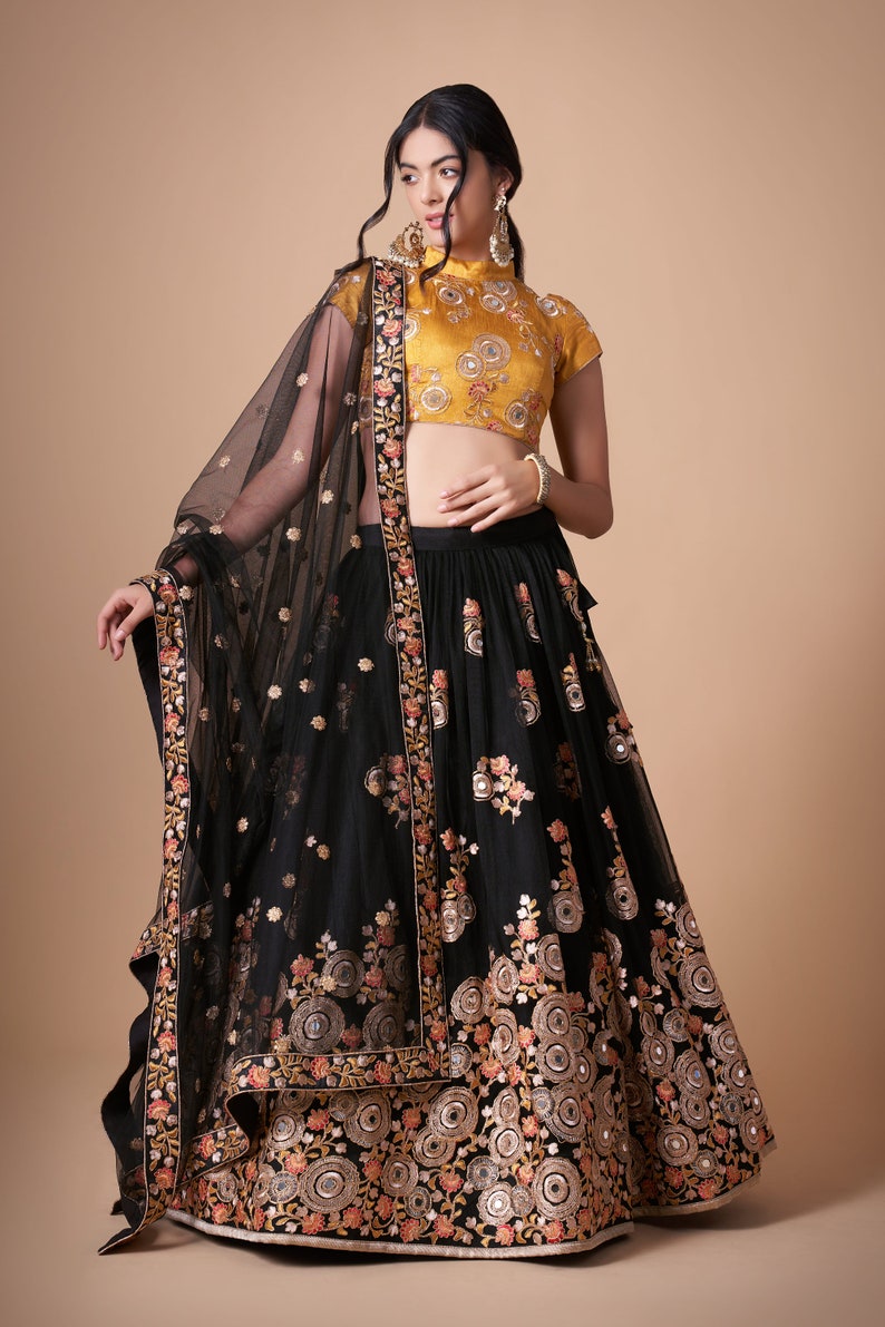 Indian Party Wear Lehenga Choli in Soft Net Fabric with Thread, Zari, Dori And Sequins Embroidery