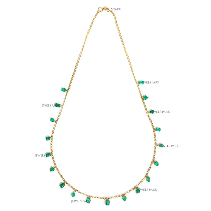 Emerald Mix Shape Link Chain Necklace - qivii