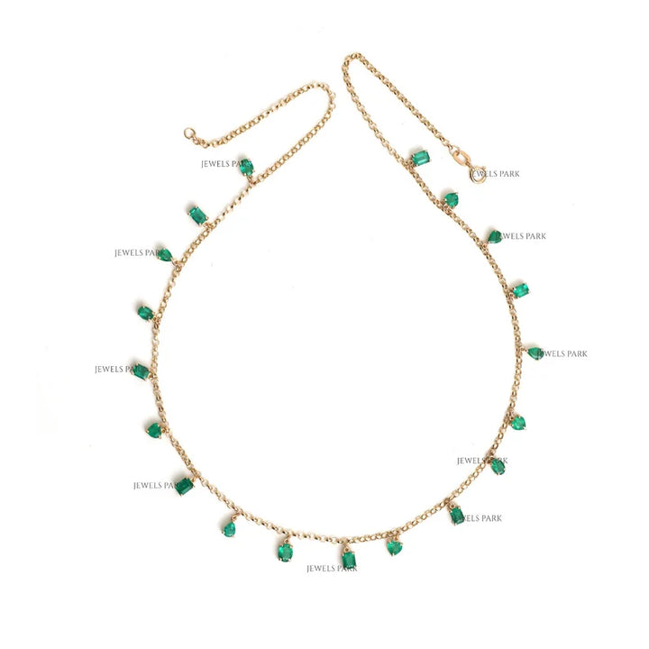 Emerald Mix Shape Link Chain Necklace - qivii