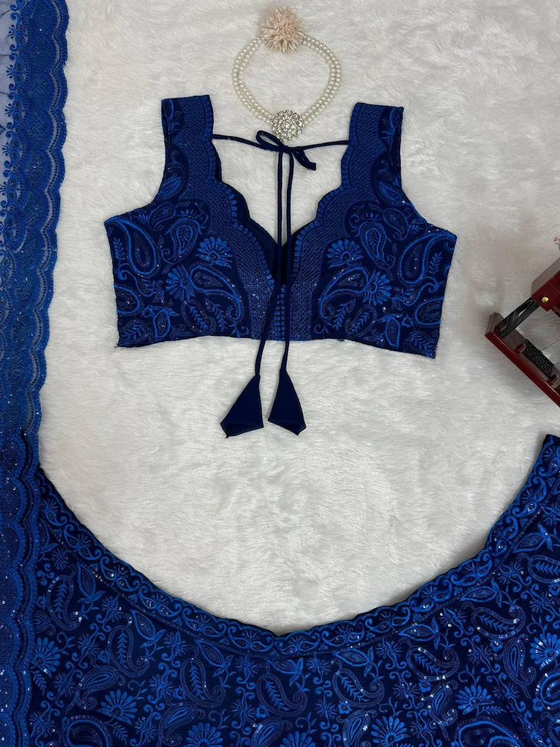 Net fabric dupatta with sequence work and border work