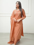 Rust Pure Cotton Solid Straight Kurta Set