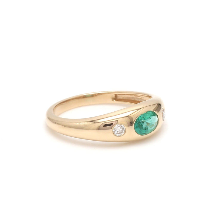Emerald Oval Round Diamond Mini Chunky Ring - qivii