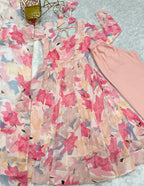 Light Pink Georgette Multi Floral Print Anarkali Gown With Dupatta