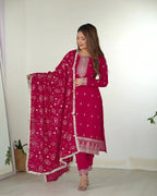 Pink Rangoli Silk Salwar Suit With Sequins Zari Embroidery Work with Heavy Dupatta