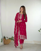Pink Rangoli Silk Salwar Suit With Sequins Zari Embroidery Work with Heavy Dupatta