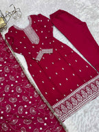Pink Rangoli Silk Salwar Suit With Sequins Zari Embroidery Work with Heavy Dupatta