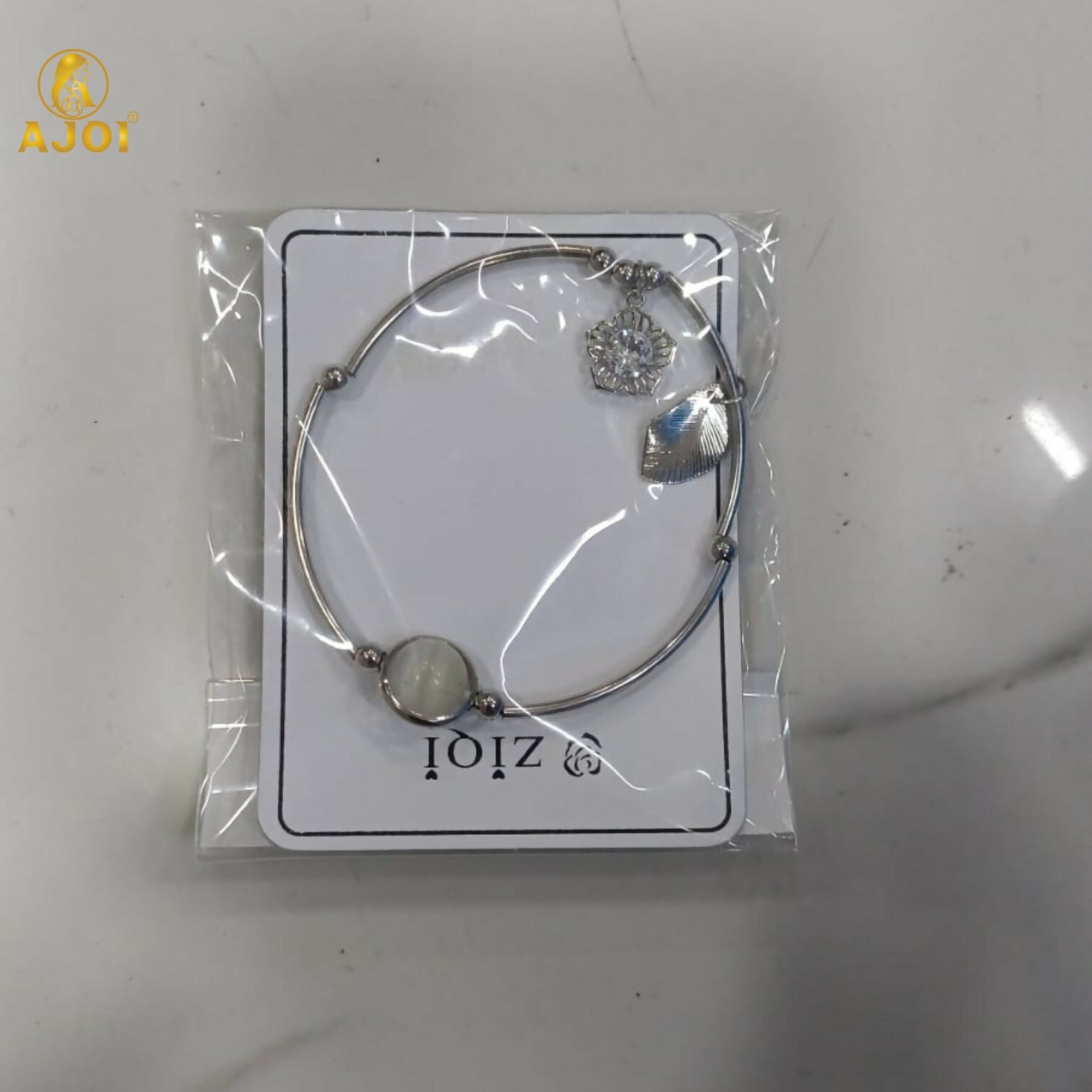Adjustable Silver Crystal Charm Bracelet