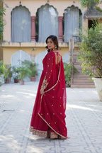 Pink Georgette Gown With Rich Sequins Embroidered Work With Dupatta