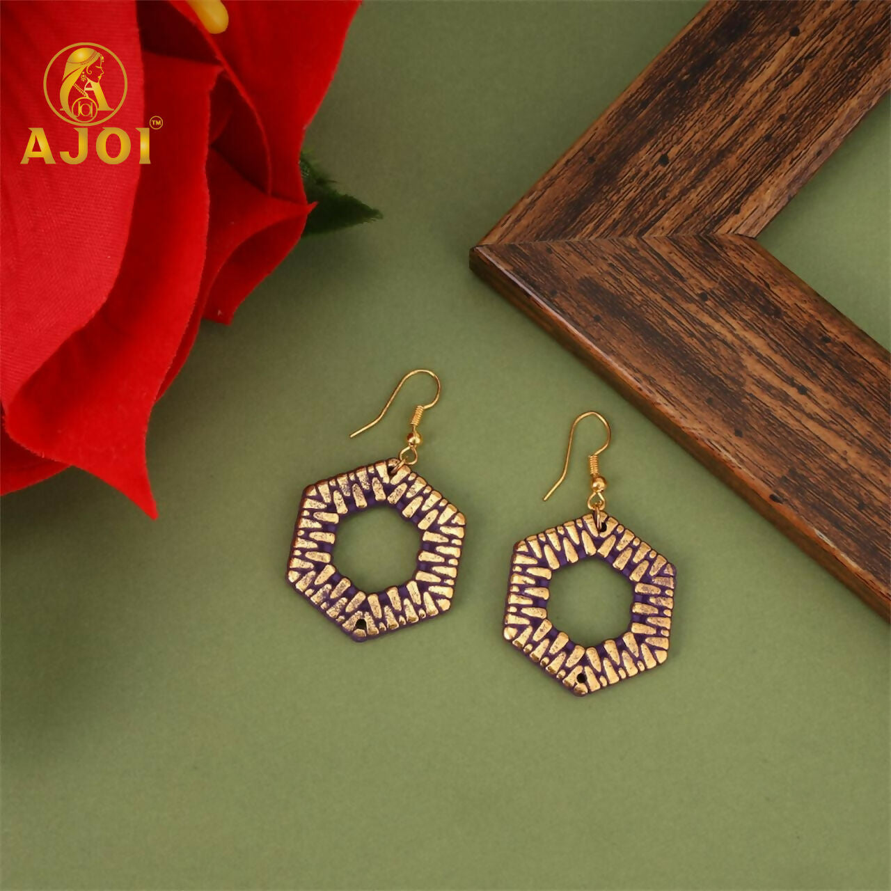 Elegant Hexa-Textured Dangle Earrings – Lightweight Handmade Earrings in 8 Rich Colors – Artistic Geometric Fashion Jewelry(PACK OF 8)