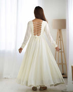 Rani Pink And Off White Vichitra Silk Gown With Heavy Embroidery Work Dupatta