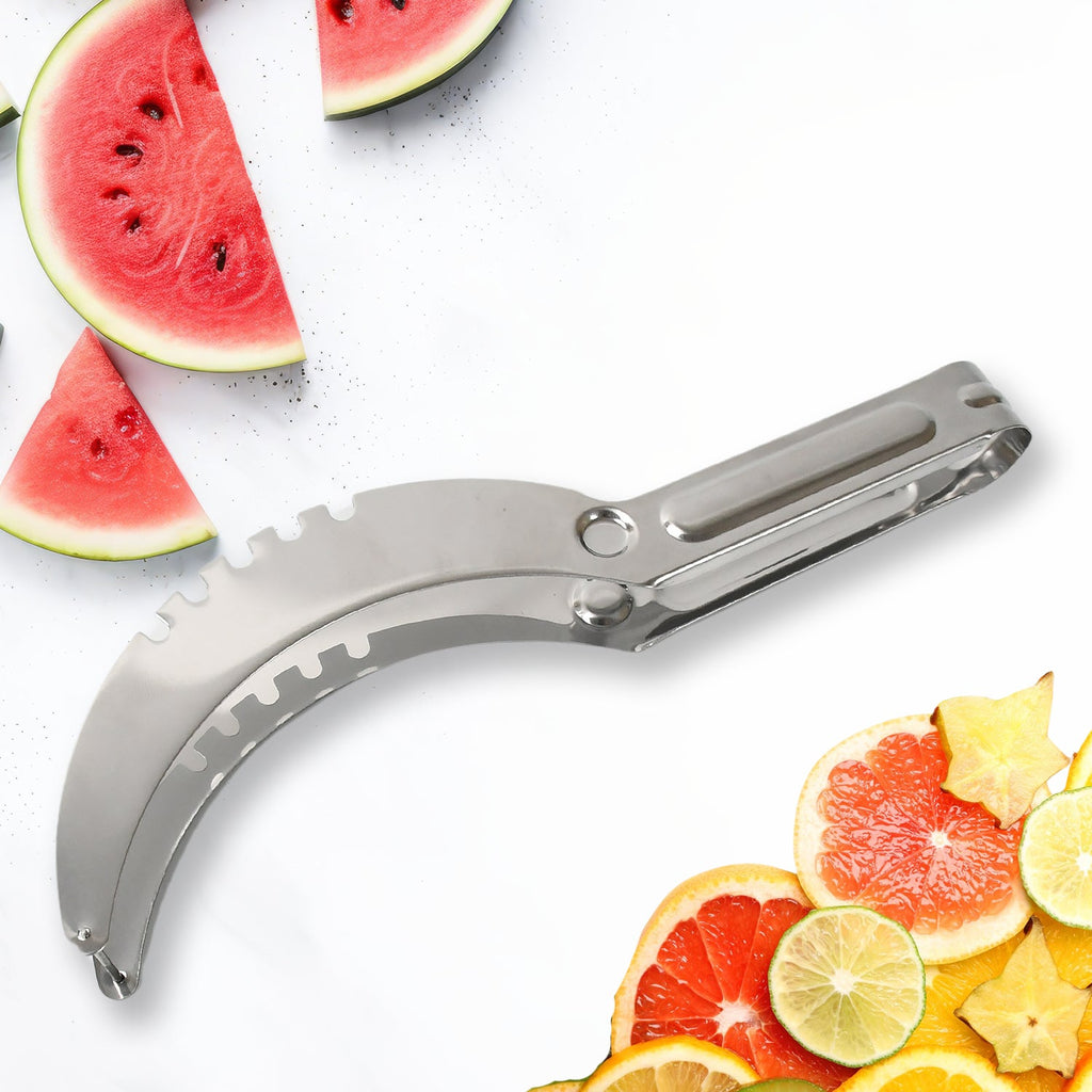 3-in-1 Stainless Steel Watermelon & Cantaloupe Slicer, Knife & Corer – Kitchen Tool