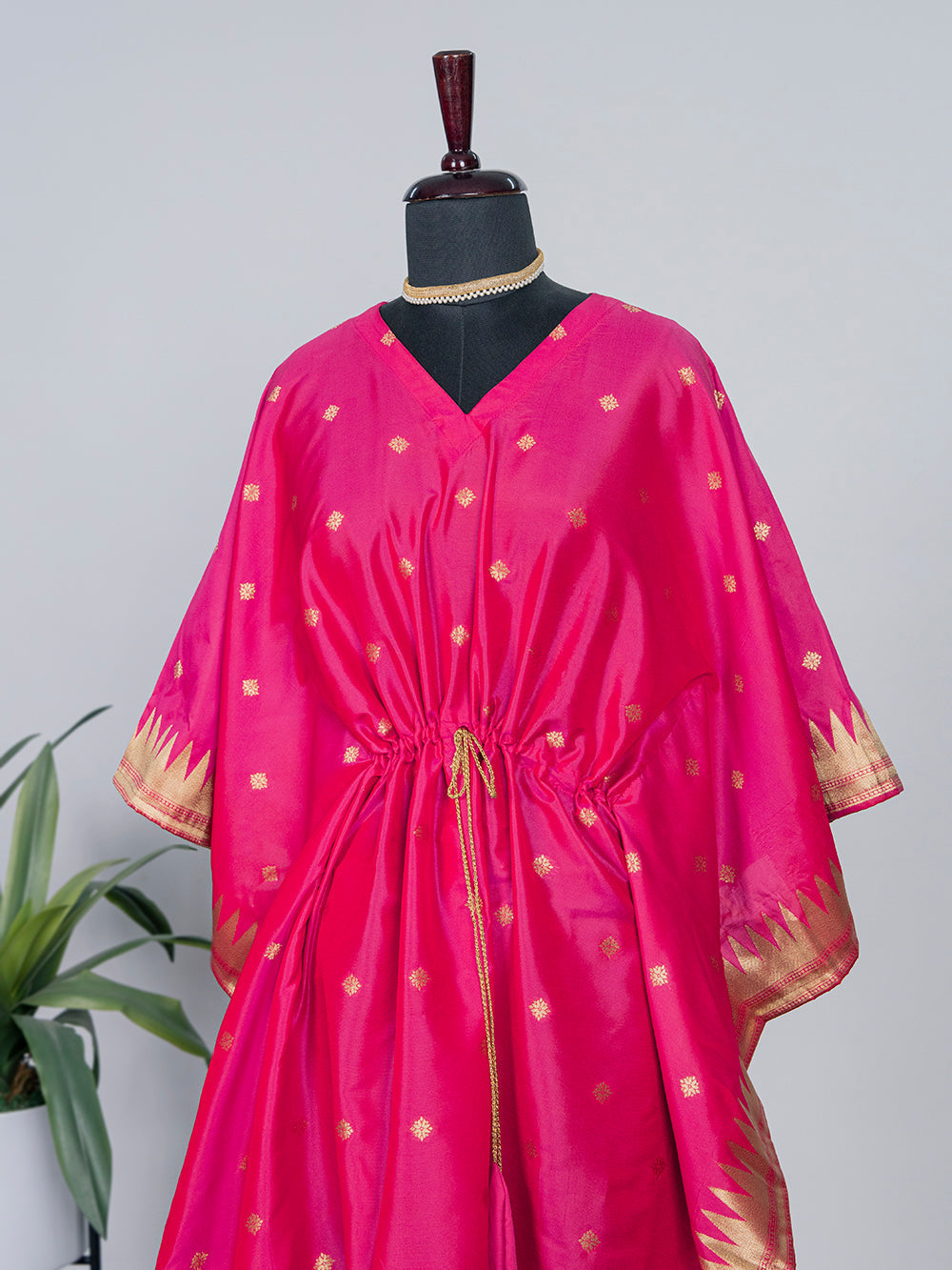 Pink Color Weaving Zari Work Jacquard Paithani Kaftan - qivii
