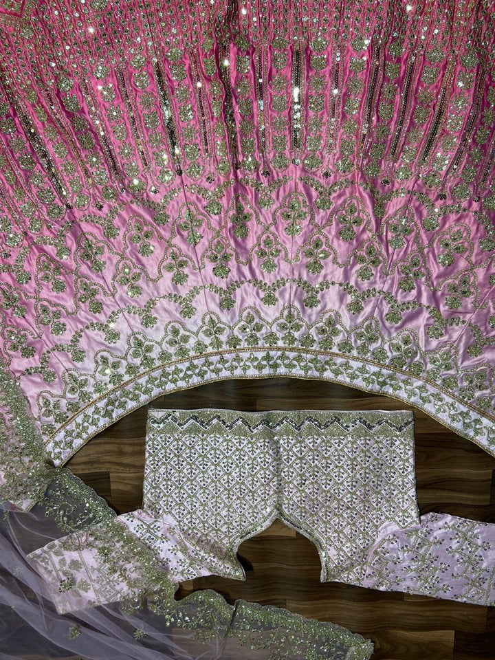 Pink Premium Banarasi Satin Zari Silk Padding Embellished With Premium Coding Lehenga Choli - Inspired | Ready To Wear - qivii