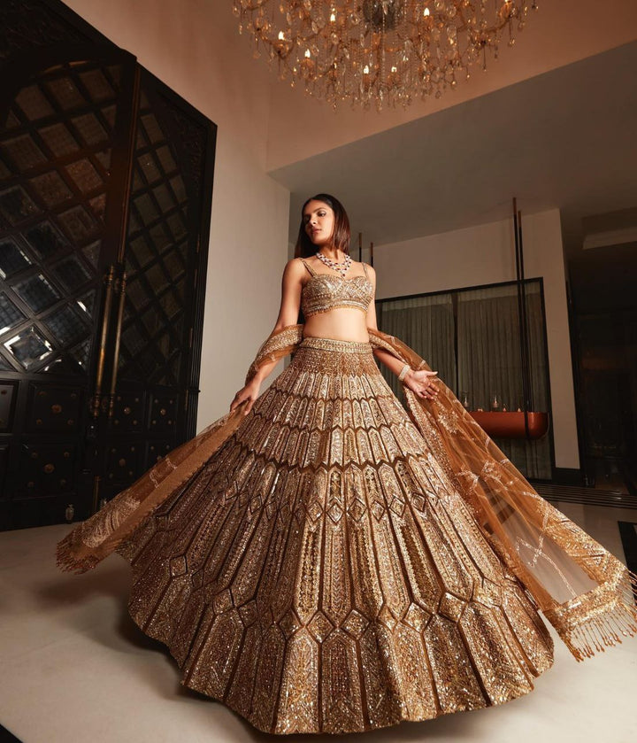 Brown Premiums Heavy Malai Silk Embellished With Beautiful Coding ,Zari And Sequins Work | Ready To Wear - qivii