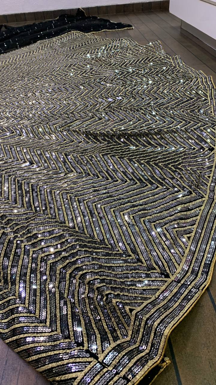 Black Georget lehenga with sequence & zari work - INSPIRED | Ready To Wear - qivii