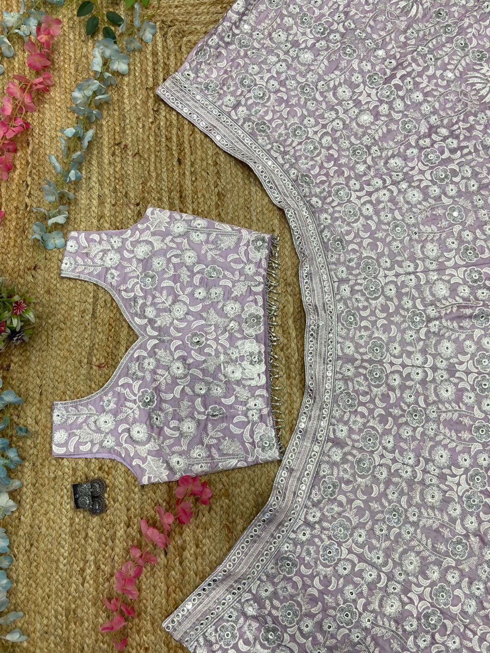 White Premiums Silk Georgette Embellished With Beautiful Whiscose Thread Work And Sequins Work | Ready To Wear - qivii