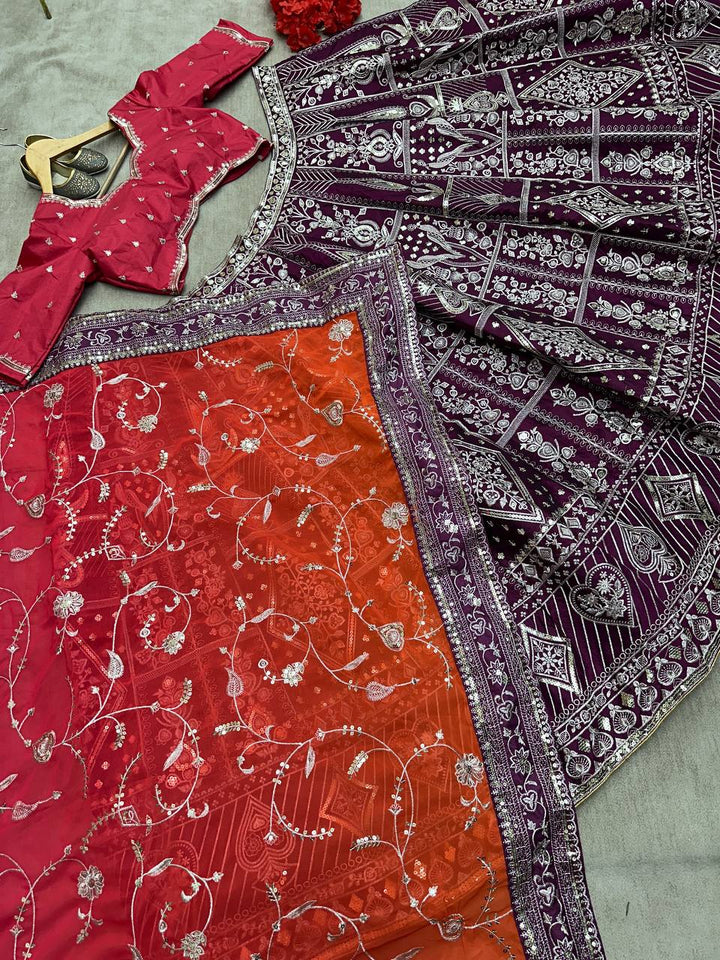 JALPARI SILK WITH EMBROIDERY SEQUENCE  DESIGN WORK LEHENGA - INSPIRED | Ready To Wear - qivii