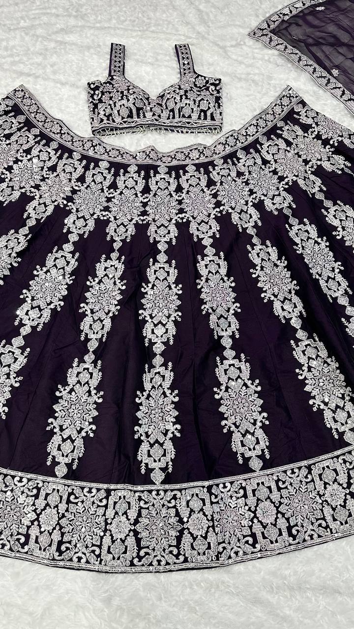 Heavy Kasturi silk lehenga with thread & sequins work - INSPIRED | Ready To Wear - qivii