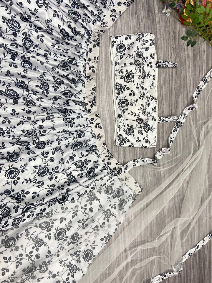 Premium Chinon Silk Embellished With Beautiful Digital Print With Heavy Cancan Lehenga - INSPIRED | Ready To Wear - qivii