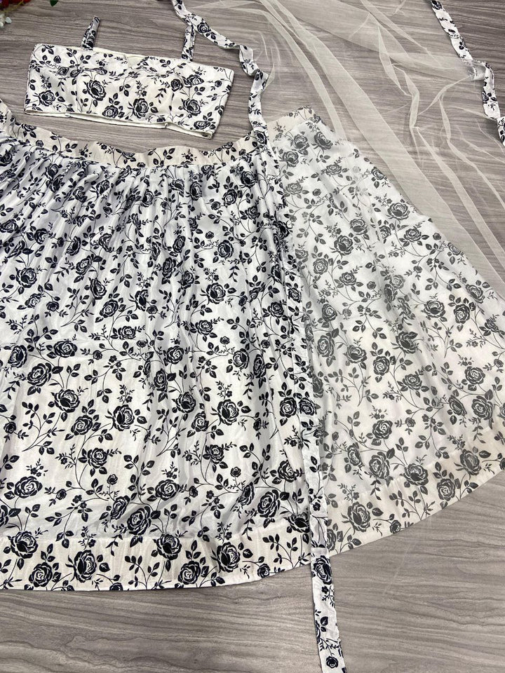 Premium Chinon Silk Embellished With Beautiful Digital Print With Heavy Cancan Lehenga - INSPIRED | Ready To Wear - qivii