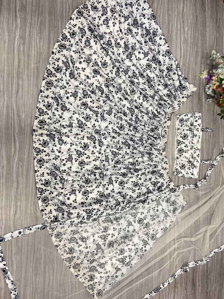 Premium Chinon Silk Embellished With Beautiful Digital Print With Heavy Cancan Lehenga - INSPIRED | Ready To Wear - qivii