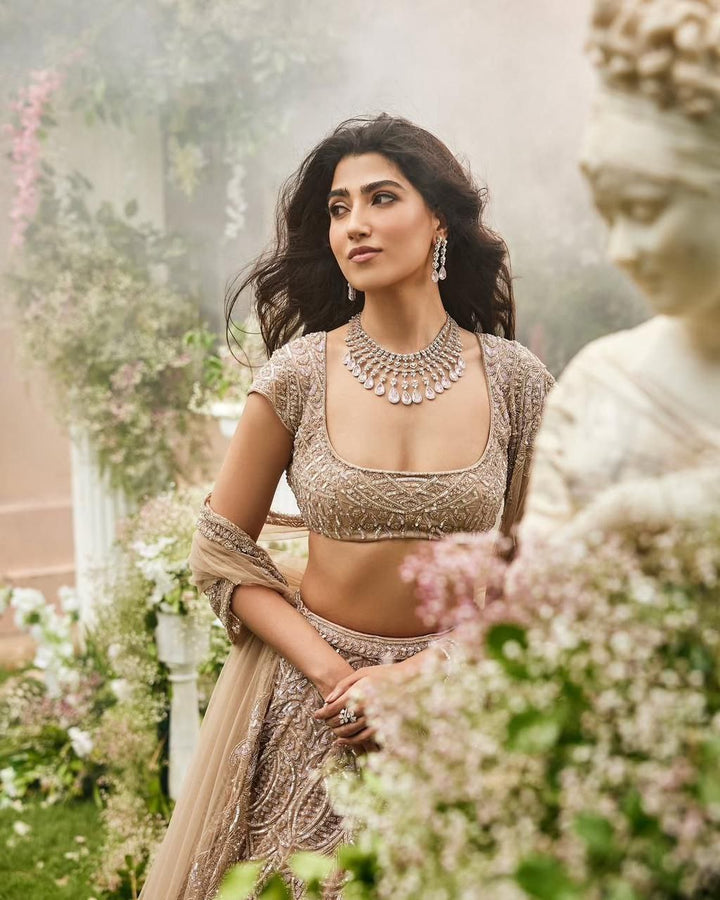 Brown Premium Net Embellished With Beautiful  Heavy  Sequins Work Lehenga - INSPIRED | Ready To Wear - qivii