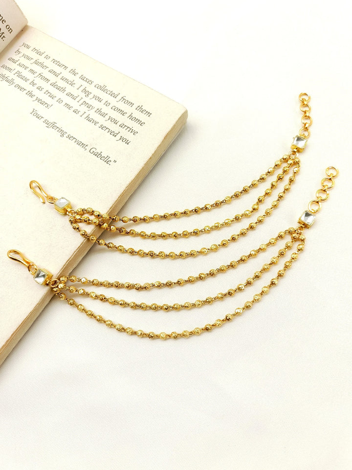 Phulkari White Traditional Ear Chain - qivii