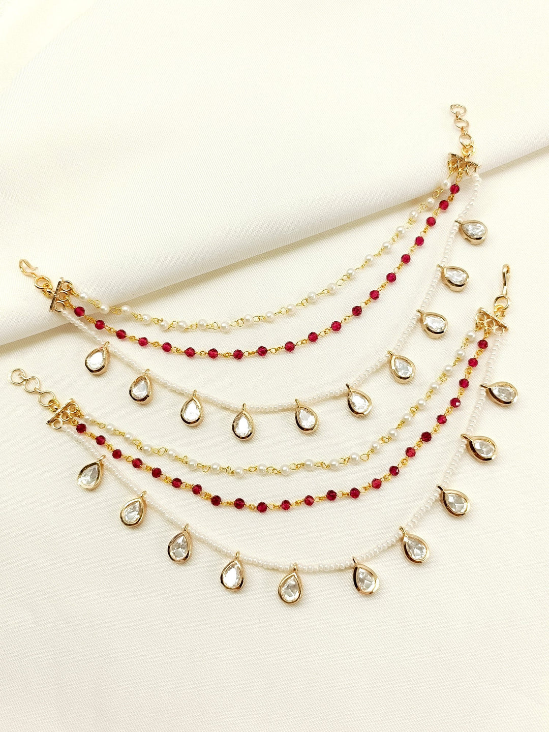 Greeshma Majenta Traditional Ear Chain. - qivii