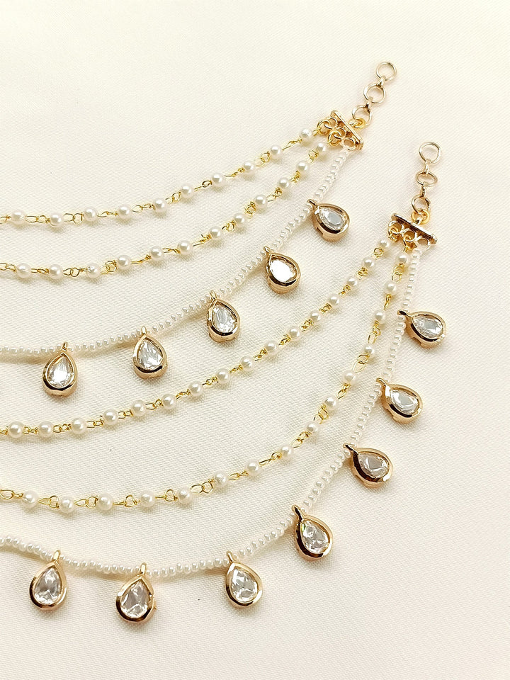 Chameli White Traditional Ear Chain. - qivii