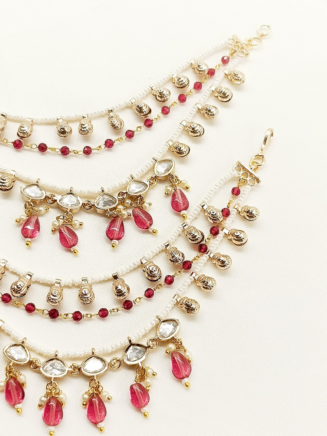 Rukmani Majenta Traditional Ear Chain. - qivii