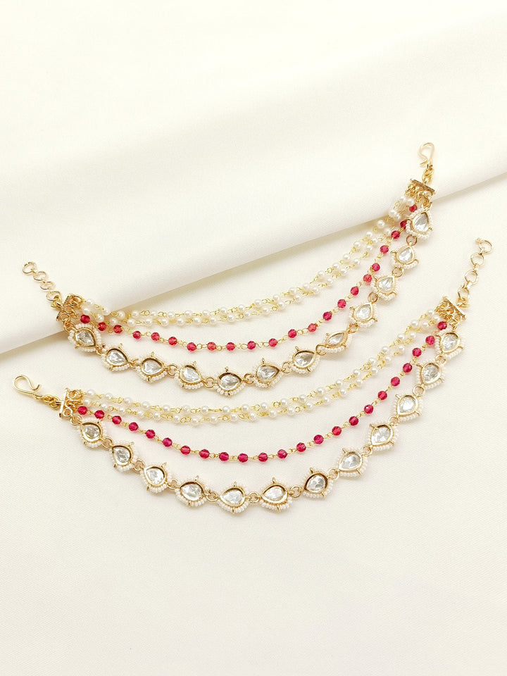 Gautami Majenta Traditional Ear Chain. - qivii