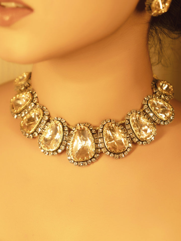 Nabila 92.5 Silver Moissonite Necklace Set - qivii