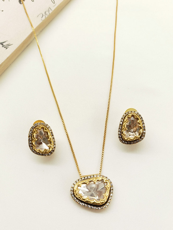 Delja 92.5 Silver Moissonite Pendant Set - qivii