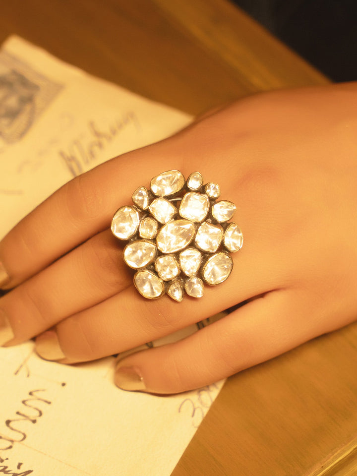 Manmeet 92.5 Silver Moissonite Finger Ring - qivii