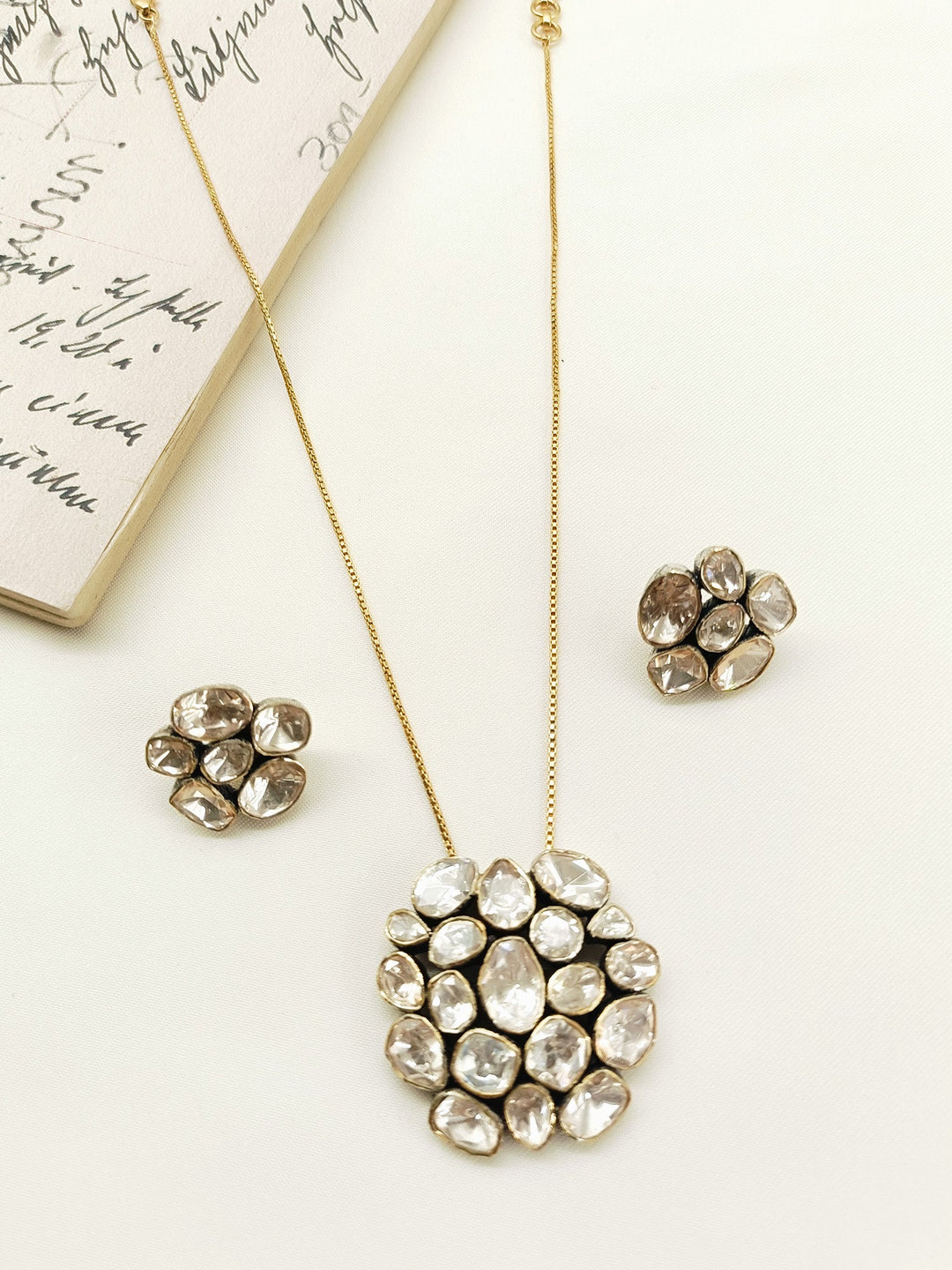 Merry 92.5 Silver Moissonite Pendant Set - qivii