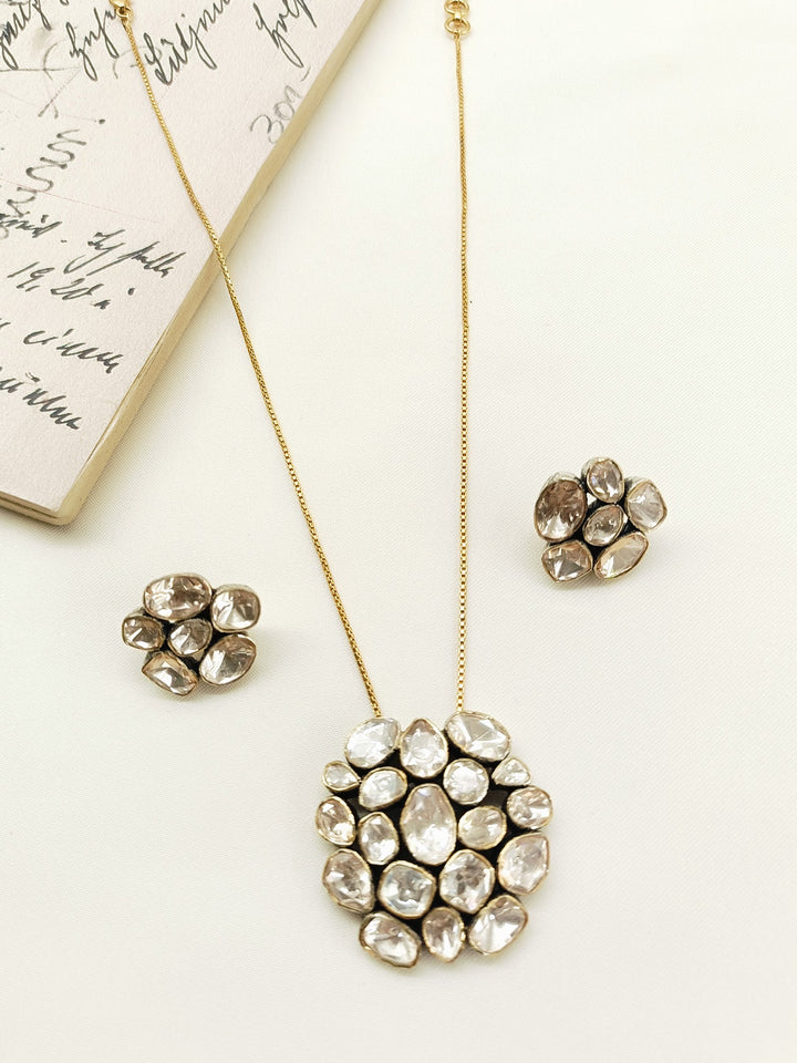 Merry 92.5 Silver Moissonite Pendant Set - qivii