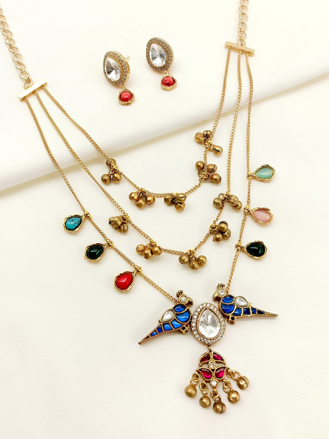 Jocelyn Multi Colour Kundan Necklace Set - qivii