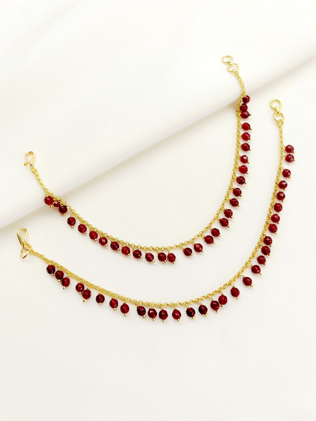 Pratigya Ruby Gold Plated Ear Chain - qivii