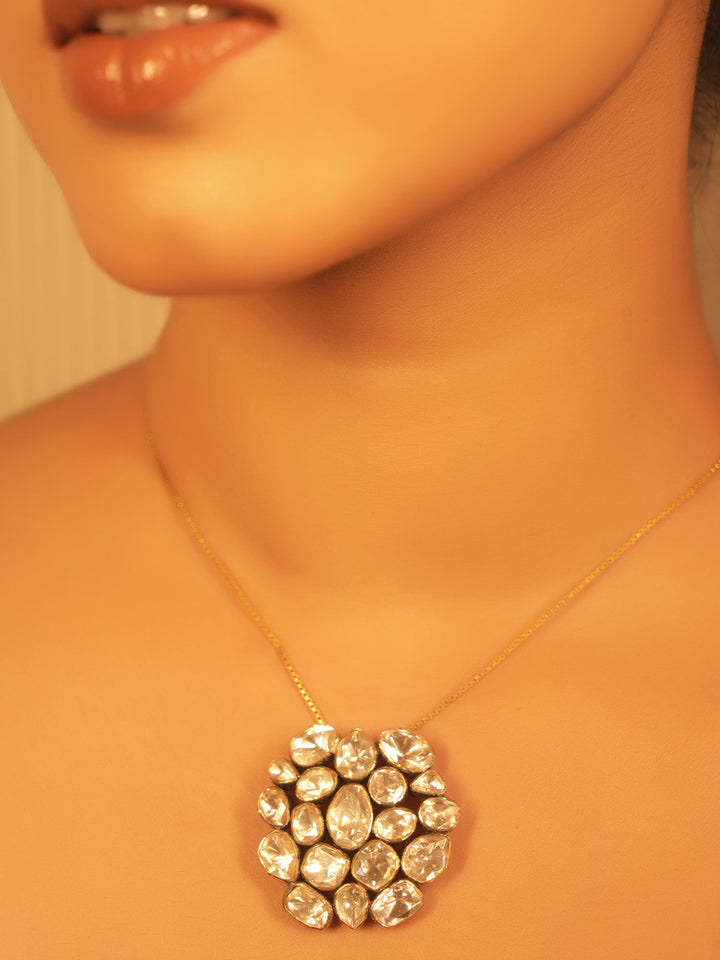 Merry 92.5 Silver Moissonite Pendant Set - qivii