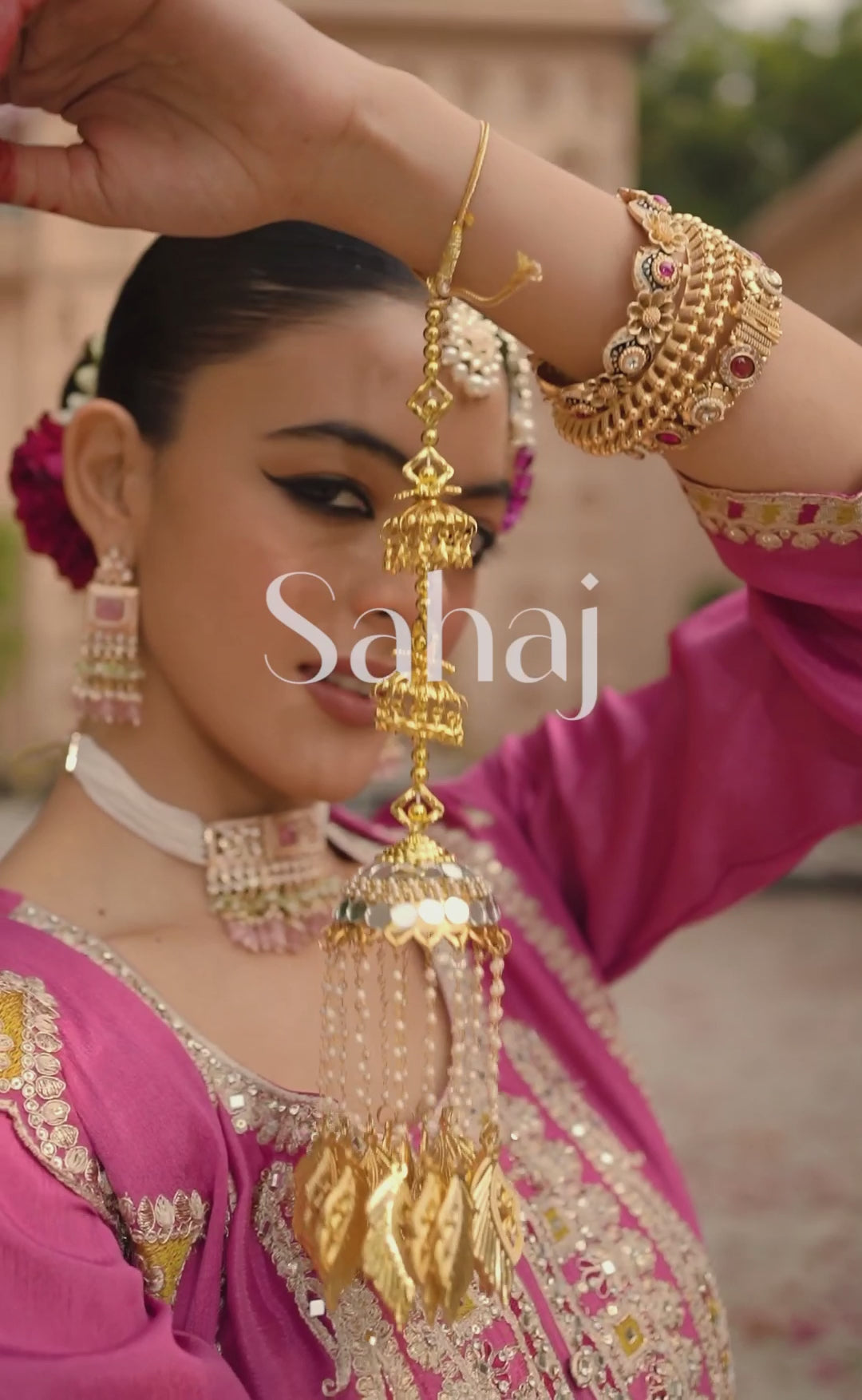 Rani Pink Hevey Chinon with emboidery work Palazzo Suit