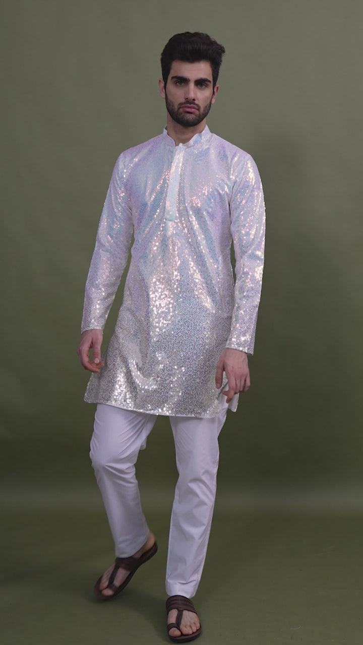 OMBRE YELLOW REAL GEORGETTE THREAD & SEQUENCE EMBROIDERED WORK KURTA