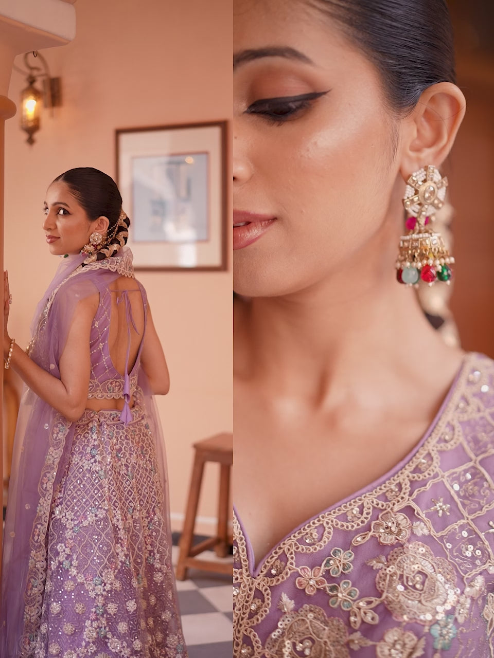 MAUVE - Net Fabric Sequins embroidery Semi-Stitched Lehenga & Unstitched Blouse With Dupatta