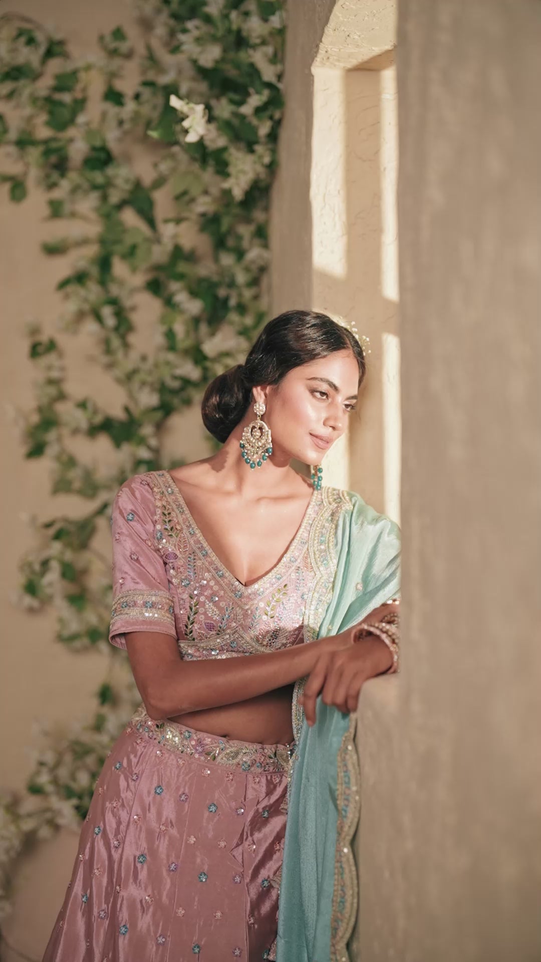 Pink Color Satin Silk Fabric Sequins embroidery Lehenga choli & Dupatta