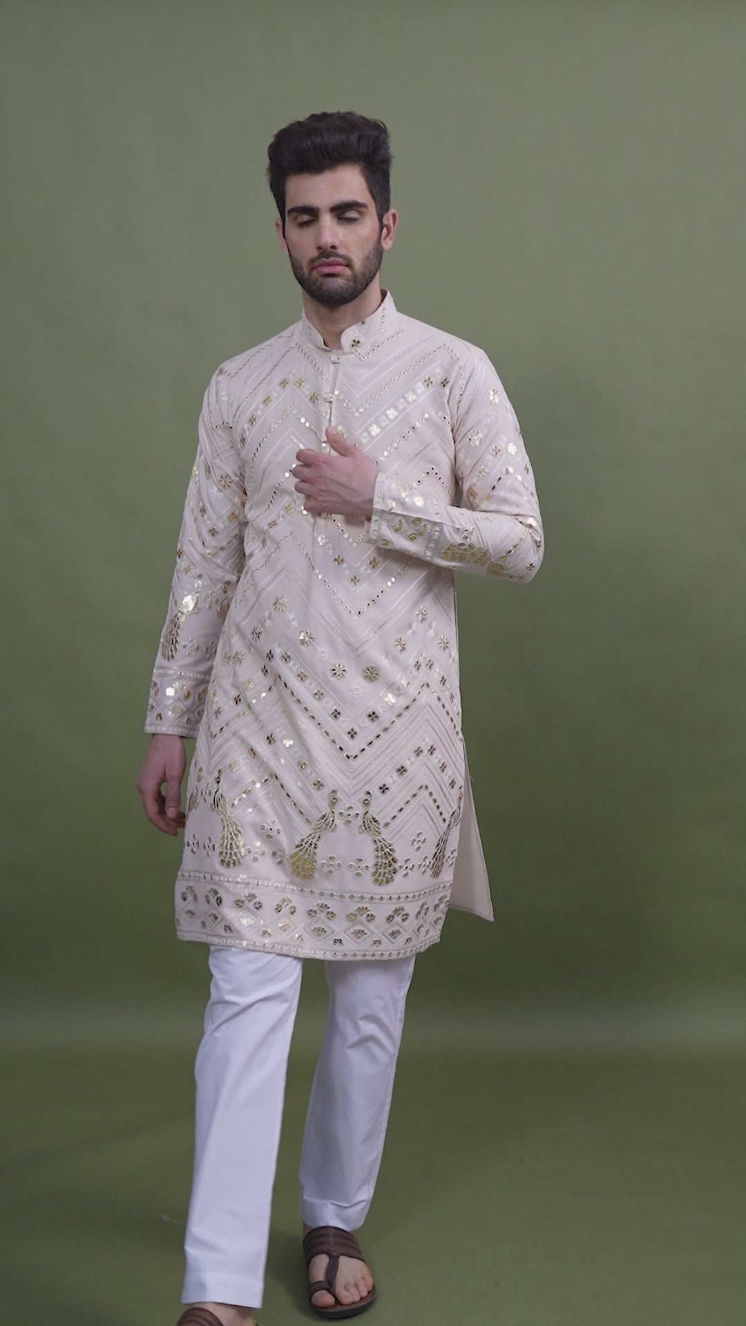 IVERY PURE VISCOSE RAYON THREAD & SEQUENCE EMBROIDERED WORK KURTA