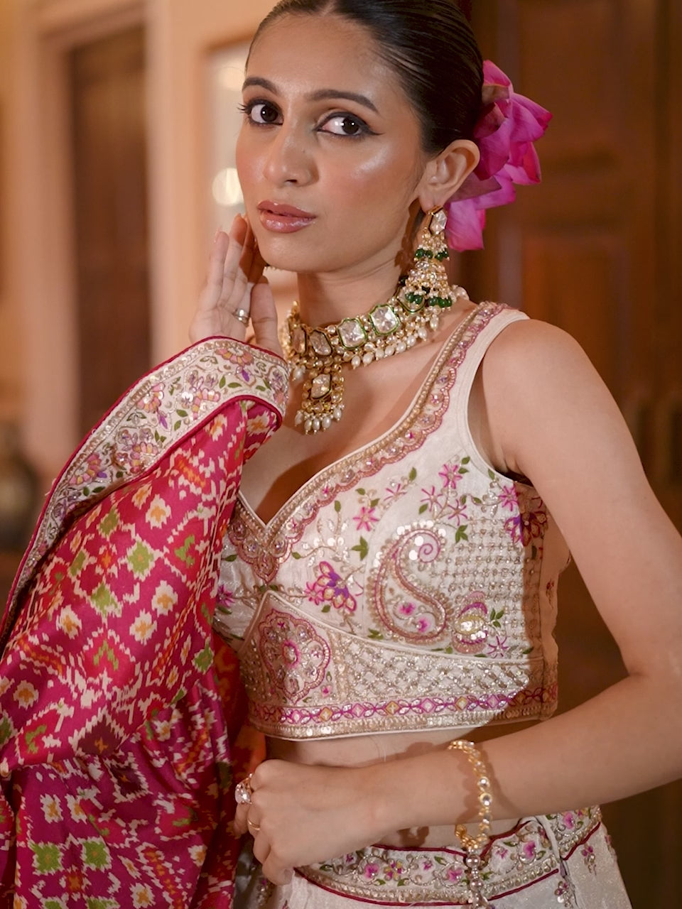 MAROON - Tissue Fabric Sequins embroidery Semi-Stitched Lehenga & Unstitched Blouse With Burgundy Color Dupatta