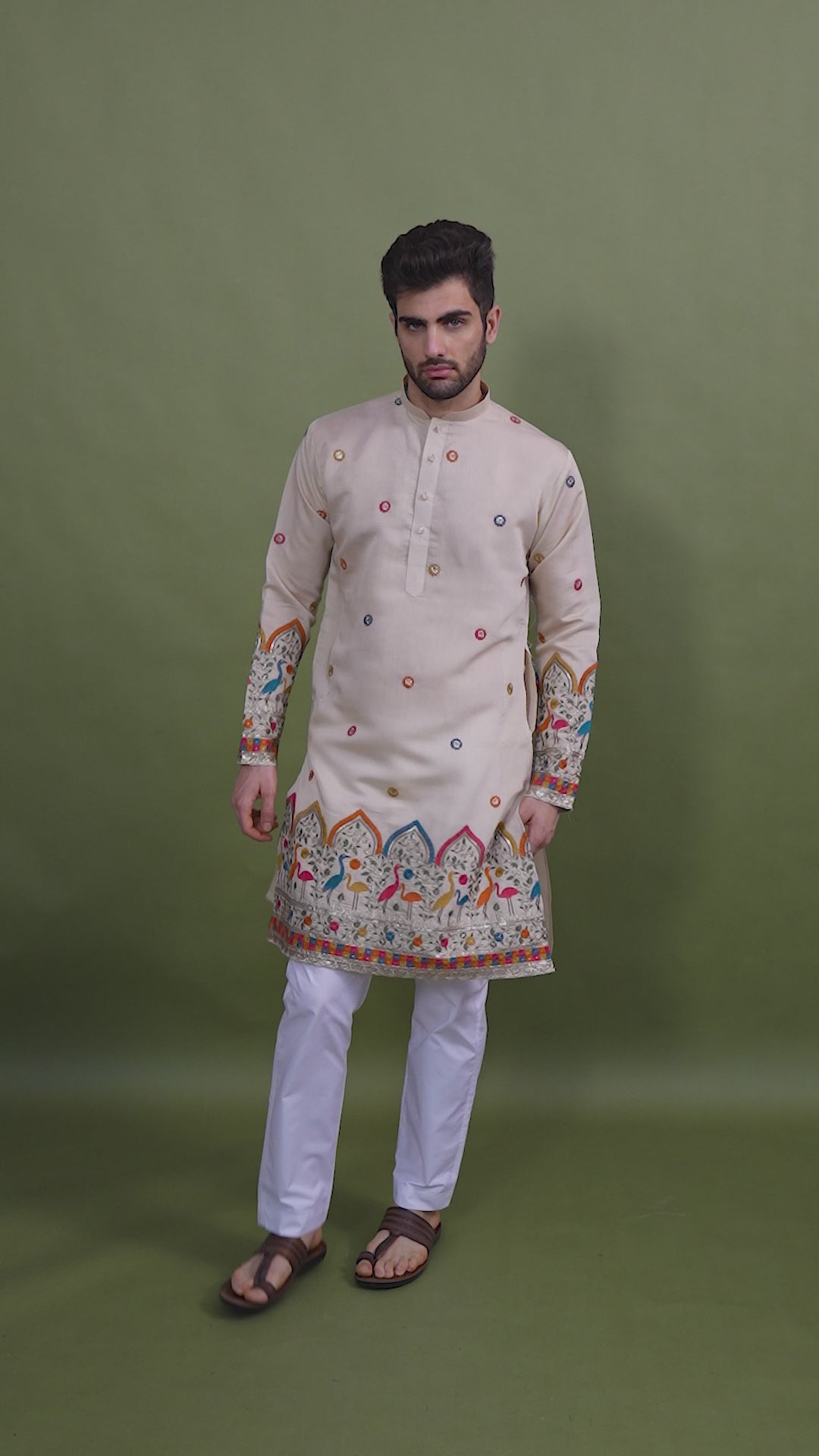 IVERY VISCOSE SILK THREAD & SEQUENCE EMBROIDDERED WORK KURTA