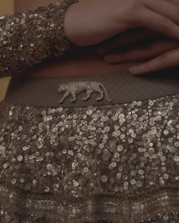 Brown Premium Faux Georgette Embellished With Beautiful Embroidery,Zari ,Coding And Beautiful Sequins Work | Ready To Wear